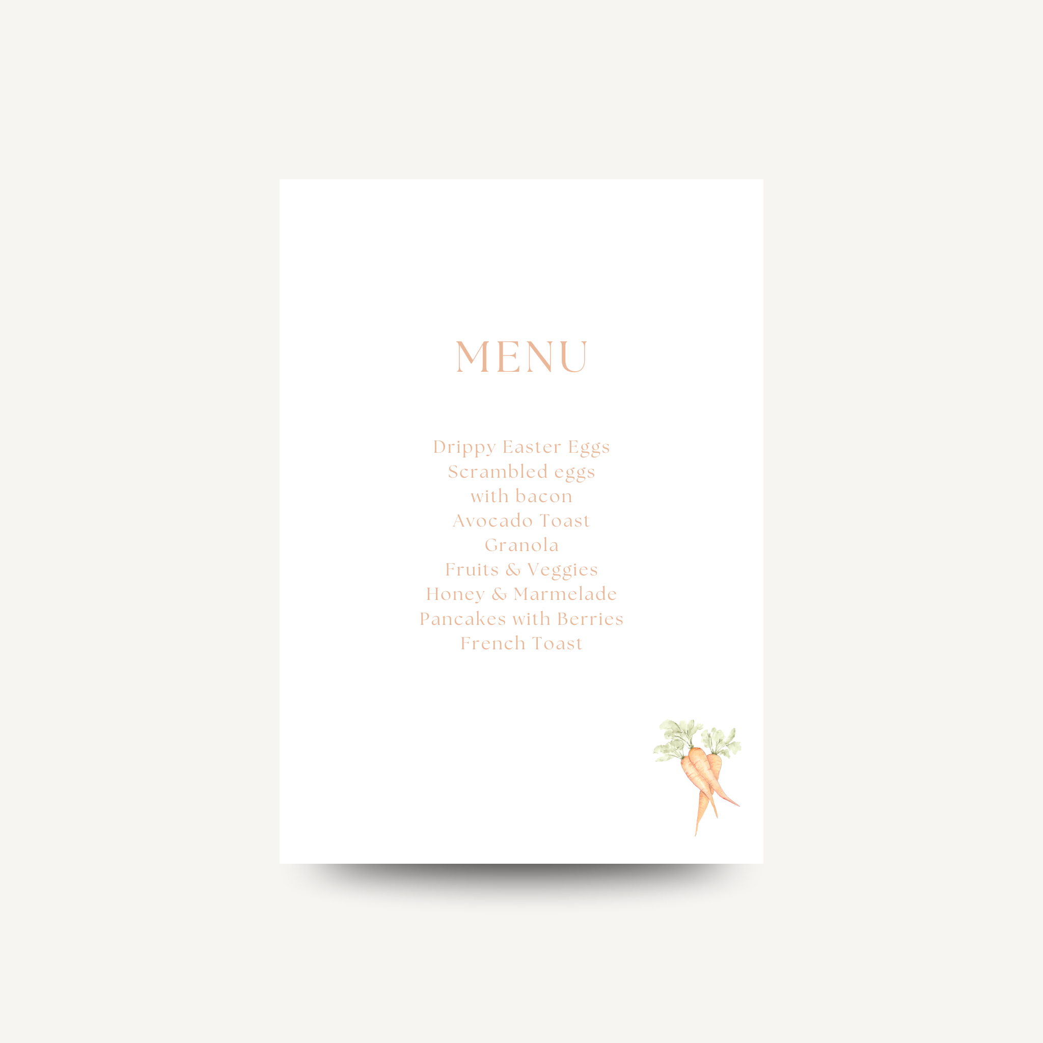Carrot menu (Pack of 10)